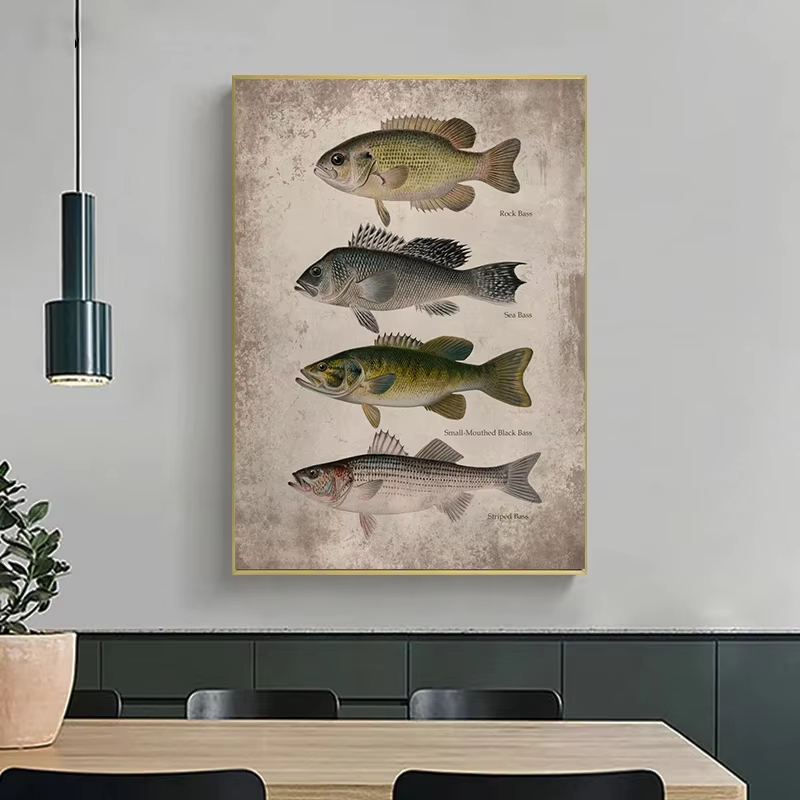 Vintage Types of Fish Lake Sea - Aquarium Fish Poster 评论和价格