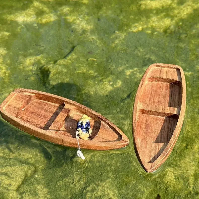 Handmade Wooden Boat Mini Floa - Aquarium Fish Escape 评论和价格