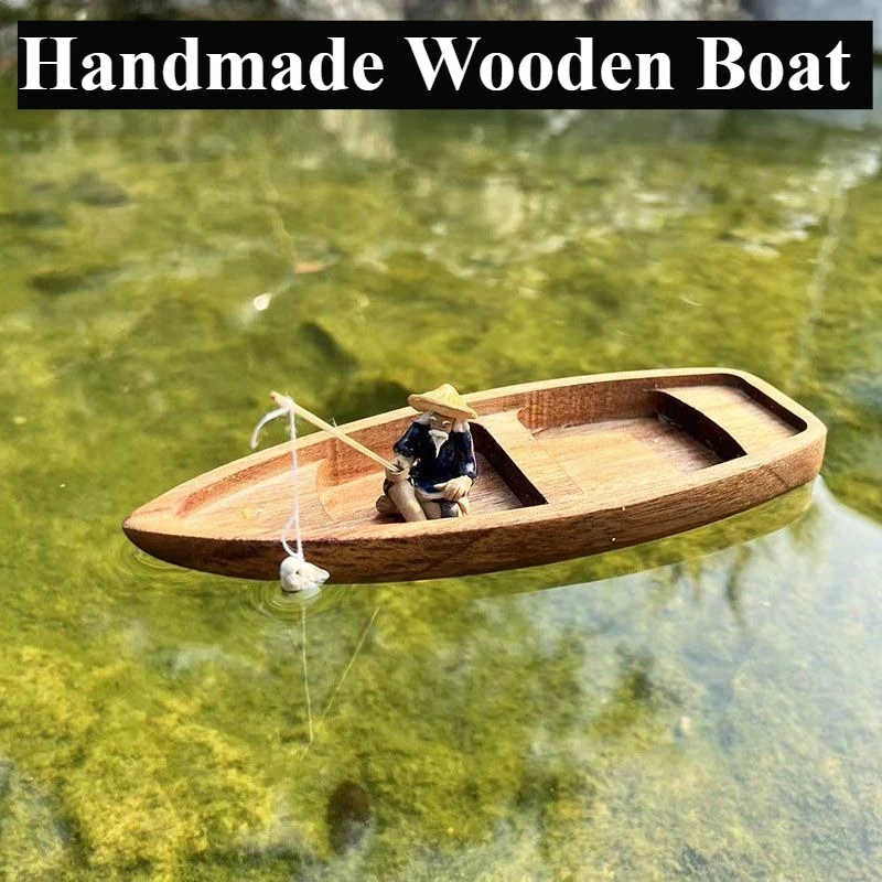 Handmade Wooden Boat Mini Floa - Aquarium Fish Escape 评论和价格