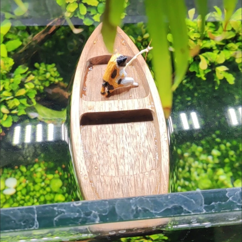Handmade Wooden Boat Mini Floa - Aquarium Fish Escape 评论和价格