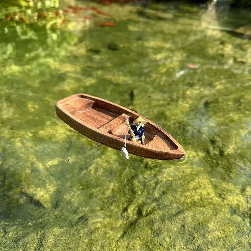Handmade Wooden Boat Mini Floa - Aquarium Fish Escape 评论和价格